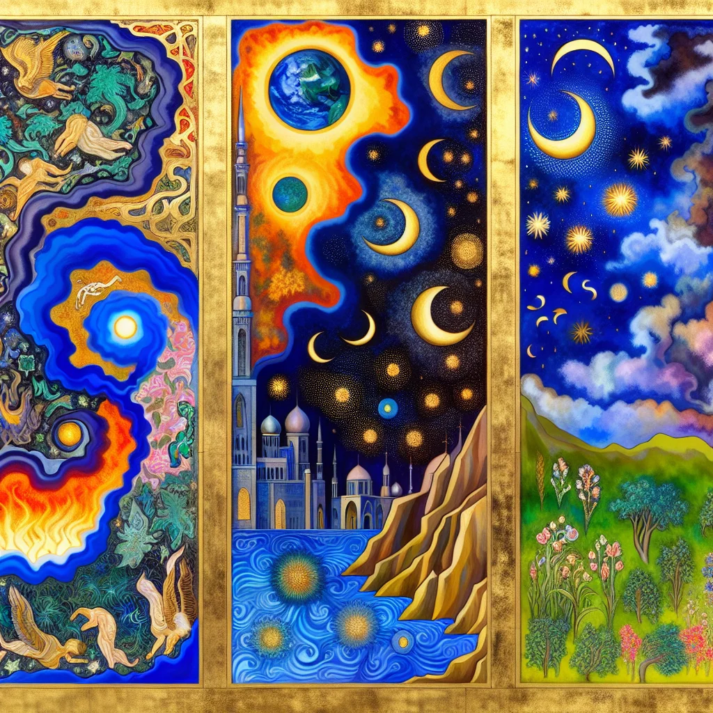 The chaotic abyss swirls in deep blues and blacks, embodying the 